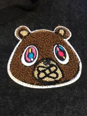 Urban Originals Black Teddy Jacket with Brown Bear Patch